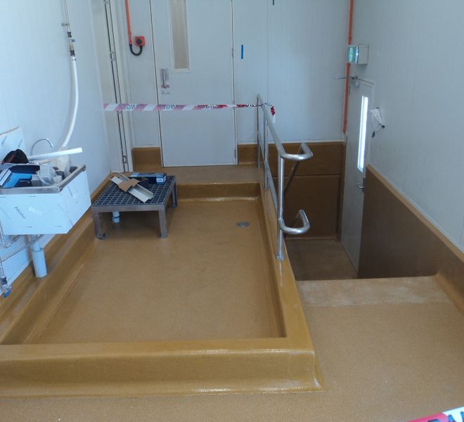 Aotearoa Fisheries red line foot bath new flooring and coving